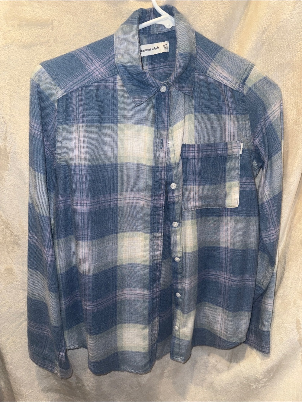 Abercrombie & Fitch Blue and Cream Plaid Button-Down Shirt